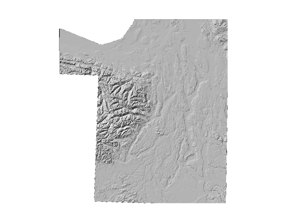 Cartographic Greyscale Hillshade from combined bathymetry and topography of the Puget Lowlands