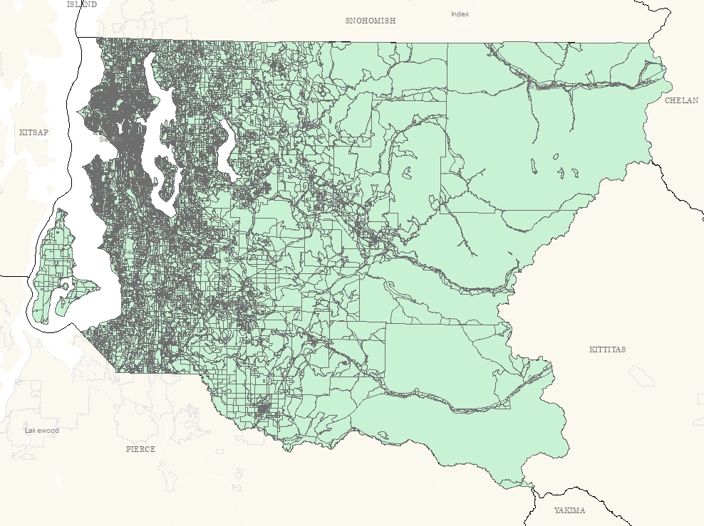2020 Census Blocks for King County - Major Waterbody Features Removed