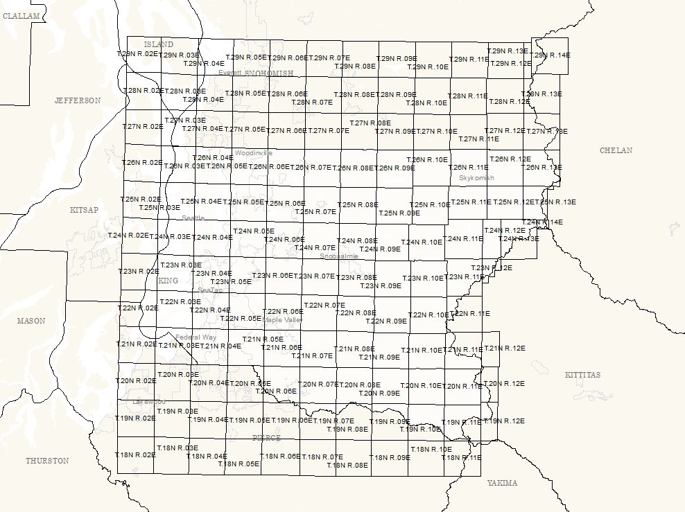 IDXPTRNEAT - PLSS Township-RangeTiling Index for King County Raster Data
