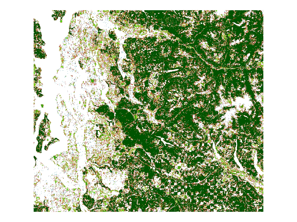 1996 C-CAP Forest Fragmentation Data for King County for Years 1992, 1996, 2001 and 2006