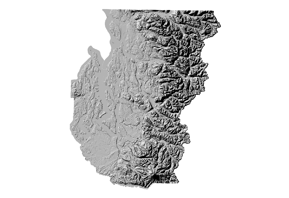 Four County Greyscale Hillshade for Snohomish, Pierce, King and Kitsap Counties