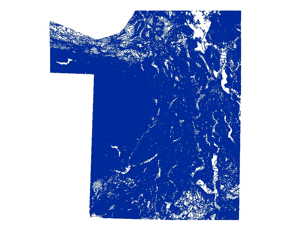 Cartographic contour isolines from combined bathymetry and topography of the Puget Lowlands