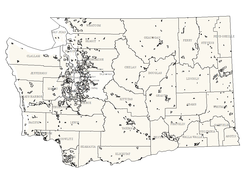 2010 Census Places for Washington - Not conflated to KC Base Data